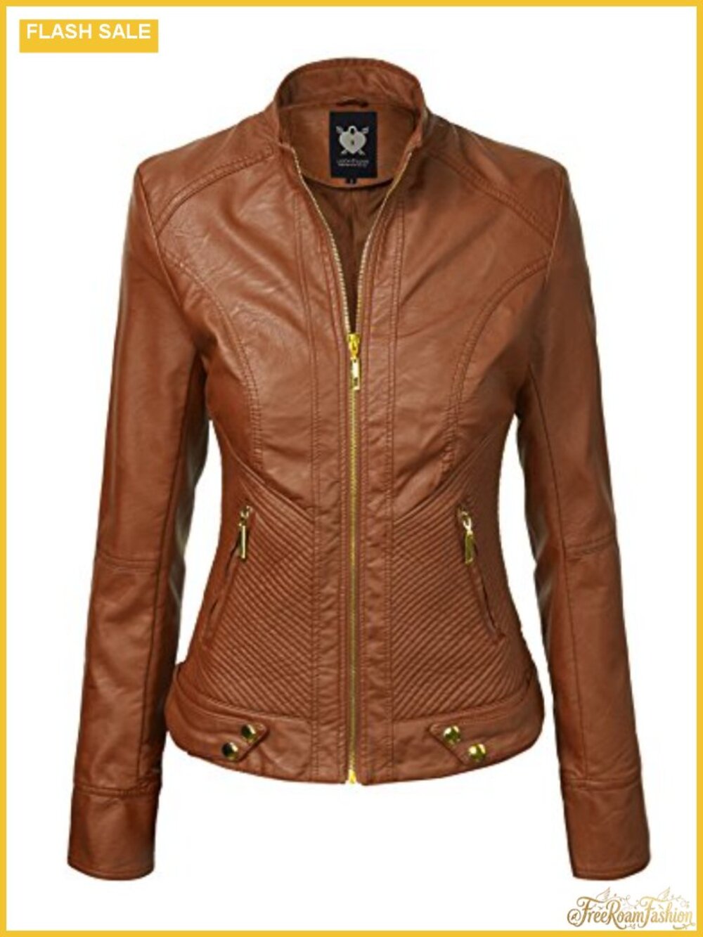 Faux Leather Moto Jacket Slim Fit Zip-Up Biker Coat
